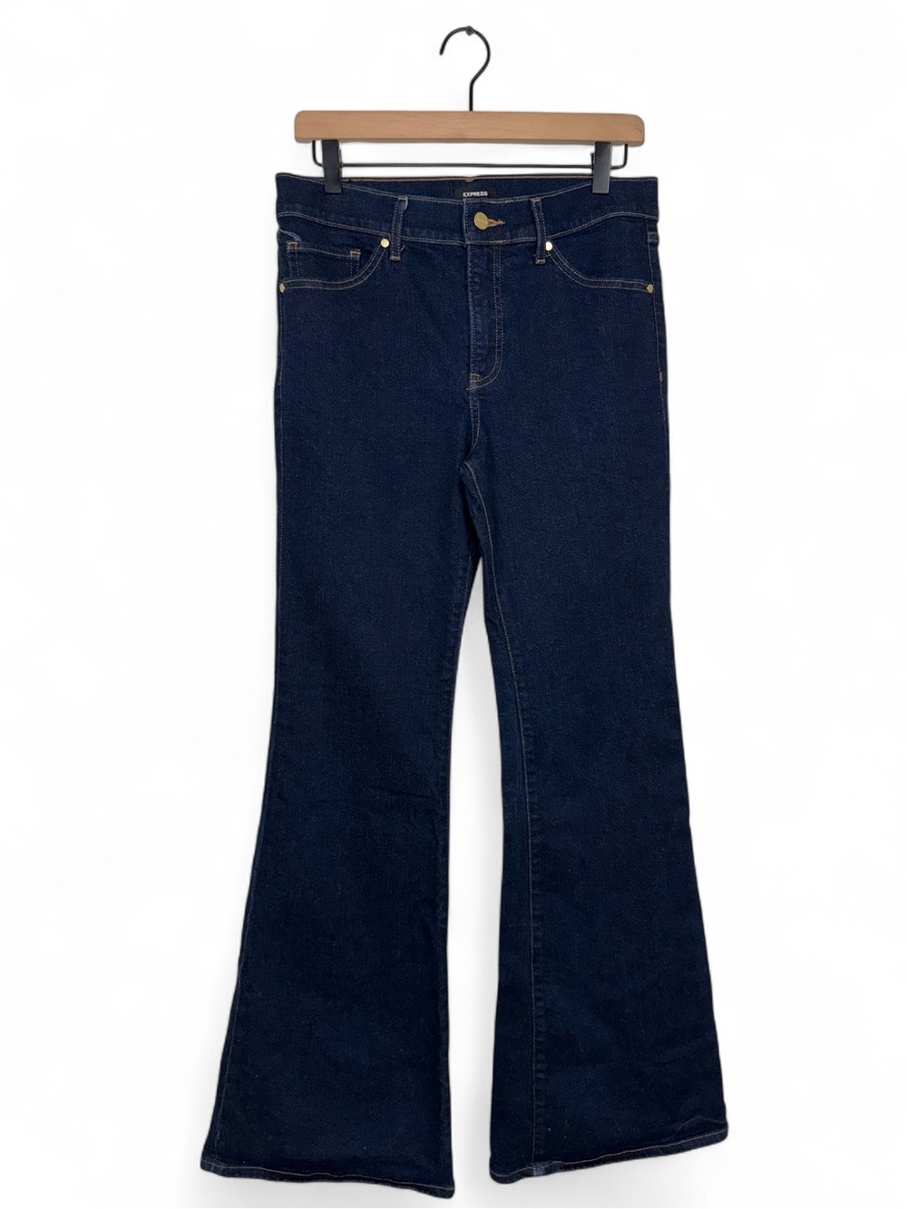 WJ122 {Express} "70s Flare Mid Rise" Dark Blue Denim Jeans